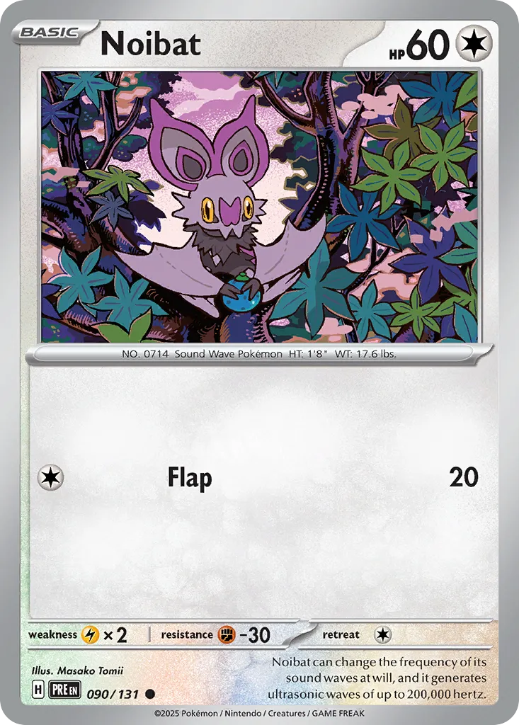 2025 Prismatic Evolutions Noibat Common #090/131 Common card image
