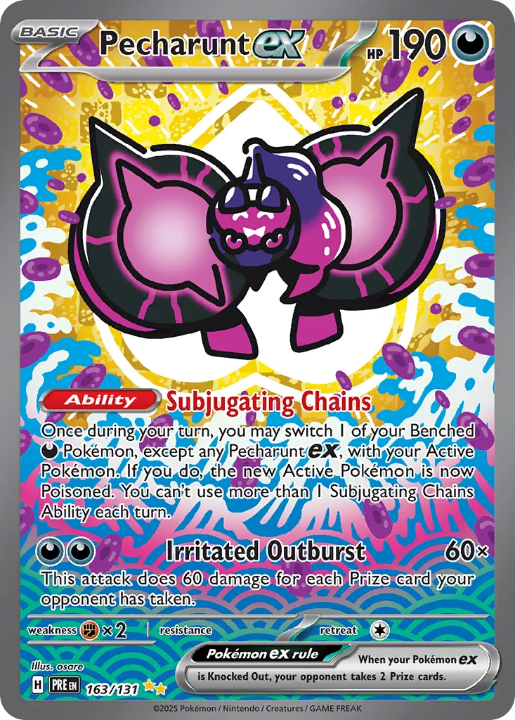 2025 Prismatic Evolutions Pecharunt ex #163/131 Special Illustration Rare card image