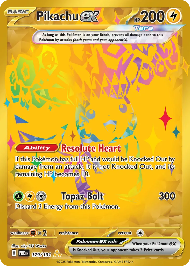 2025 Prismatic Evolutions Pikachu ex #179/131 Hyper Rare card image