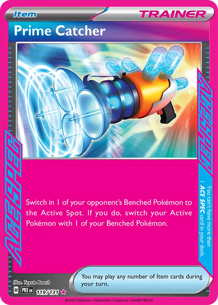 2025 Prismatic Evolutions Prime Catcher #119/131 ACE SPEC Rare card image