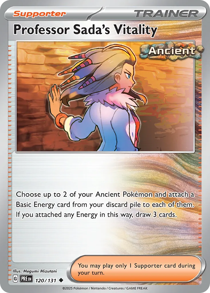 2025 Prismatic Evolutions Professor Sada's Vitality #120/131 Uncommon card image