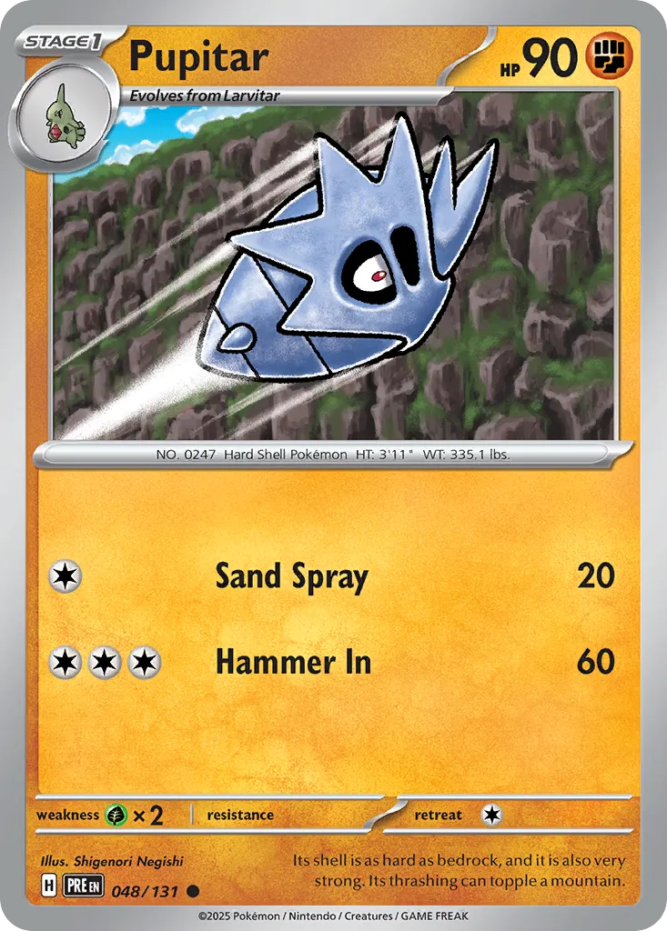2025 Prismatic Evolutions Pupitar Common #048/131 Common card image