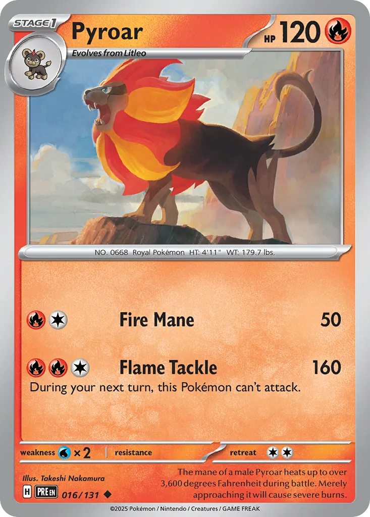 2025 Prismatic Evolutions Pyroar Uncommon #016/131 Uncommon card image