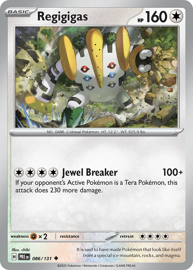 2025 Prismatic Evolutions Regigigas Uncommon #086/131 Uncommon card image