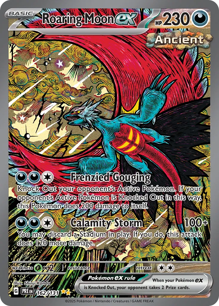 2025 Prismatic Evolutions Roaring Moon ex #162/131 Special Illustration Rare card image