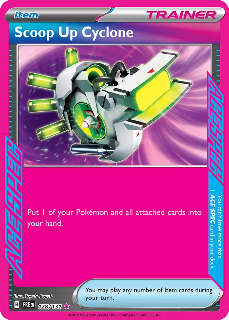 2025 Prismatic Evolutions Scoop Up Cyclone #128/131 ACE SPEC Rare card image