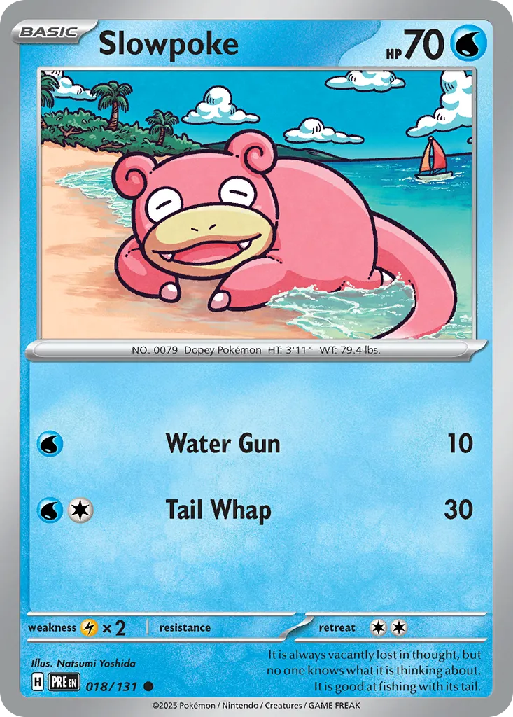 2025 Prismatic Evolutions Slowpoke Common #018/131 Common card image