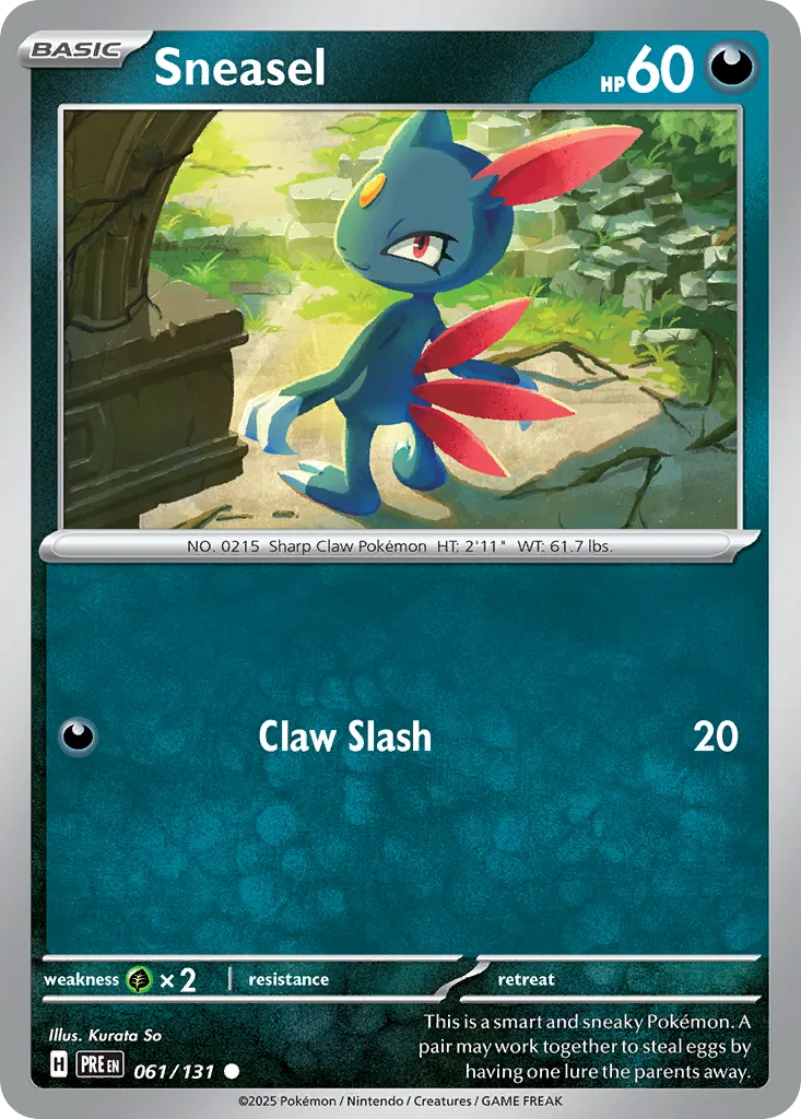 2025 Prismatic Evolutions Sneasel Common #061/131 Common card image