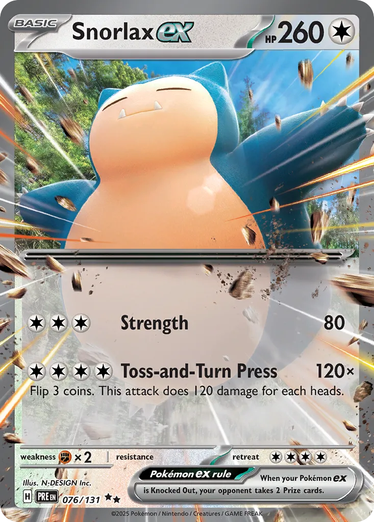 2025 Prismatic Evolutions Snorlax ex #076/131 Double Rare card image