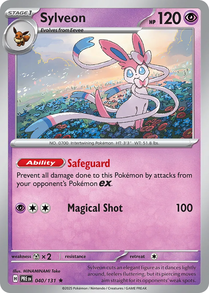 2025 Prismatic Evolutions Sylveon #040/131 Rare card image