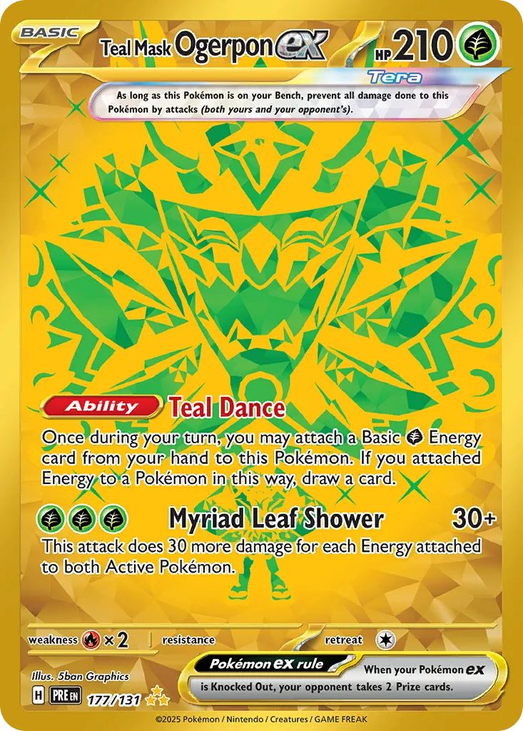 2025 Prismatic Evolutions Teal Mask Ogerpon ex #177/131 Hyper Rare card image
