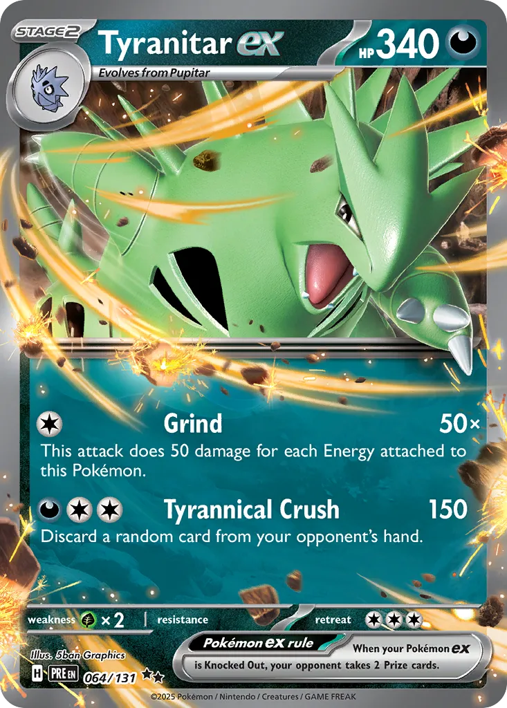 2025 Prismatic Evolutions Tyranitar ex #064/131 Double Rare card image