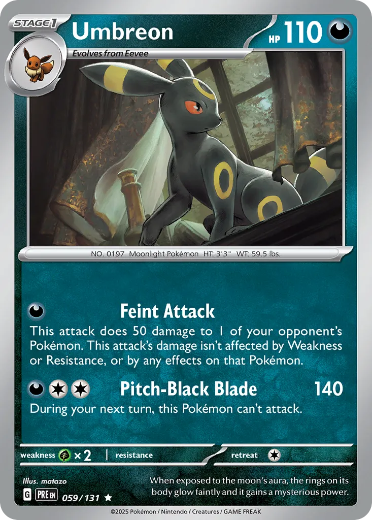 2025 Prismatic Evolutions Umbreon Rare #059/131 Rare card image
