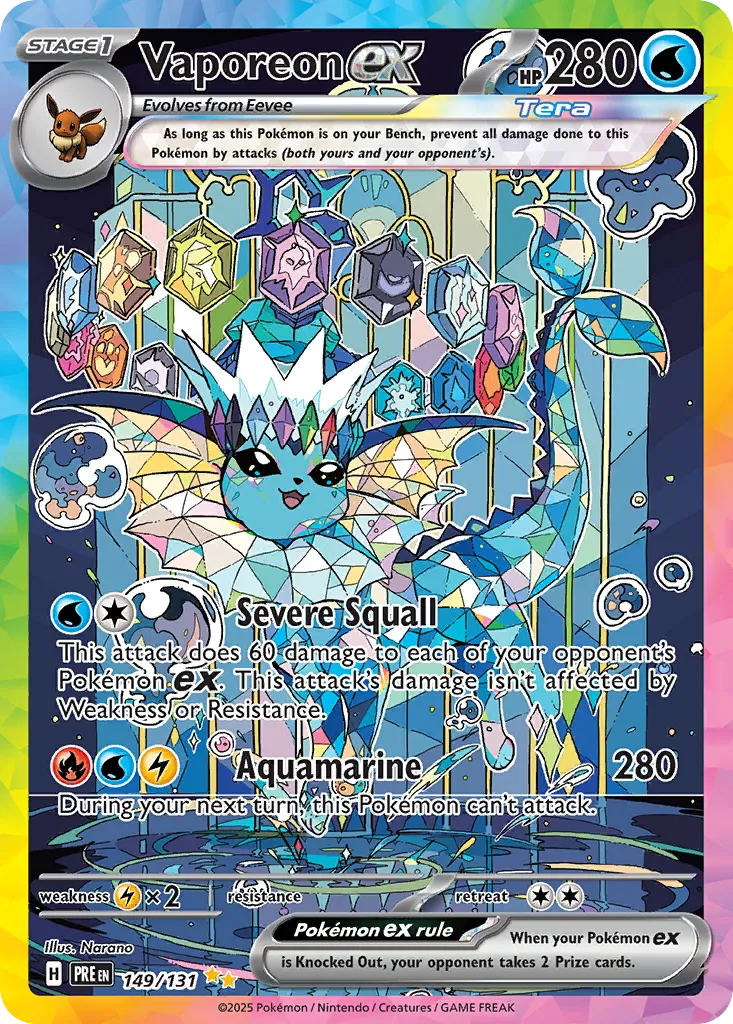 2025 Prismatic Evolutions Vaporeon ex #023/131 Double Rare card image