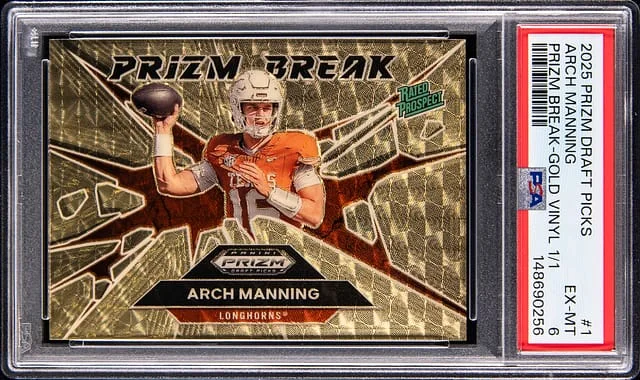 2025 Prizm Arch Manning Draft Picks Prizm Break Gold Vinyl #1 card image