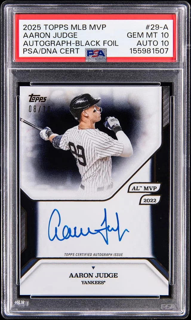 2025 Topps Aaron Judge MLB MVP Autograph Black Foil #29-A card image