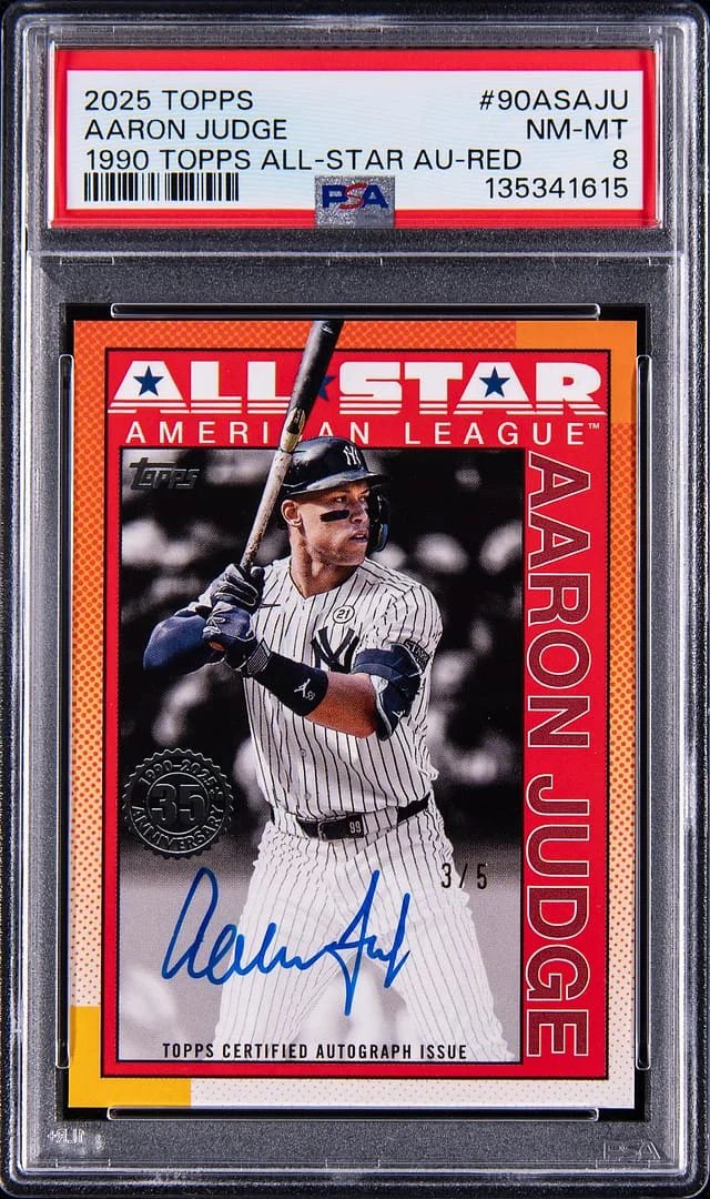 2025 Topps Aaron Judge 1990 Topps All-Stars Autographs Red #90AS-AJU card image
