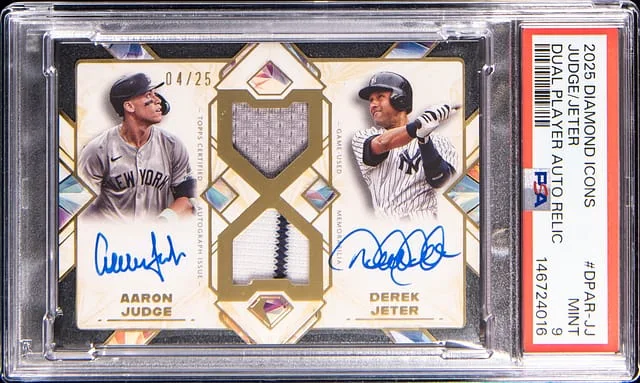 2025 Topps Aaron Judge/Derek Jeter Diamond Icons Dual Player Autograph Relic #DPAR-JJ card image