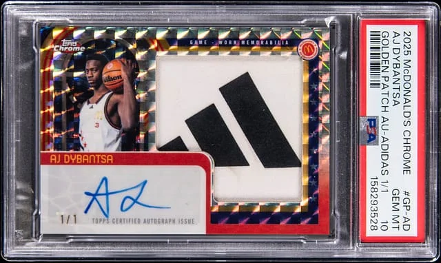 2025 Topps AJ Dybantsa McDonald's Chrome Golden Patch Autographs Adidas #GP-AD card image