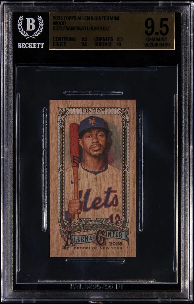 2025 Topps Allen & Ginter Francisco Lindor Mini Wood #373 card image