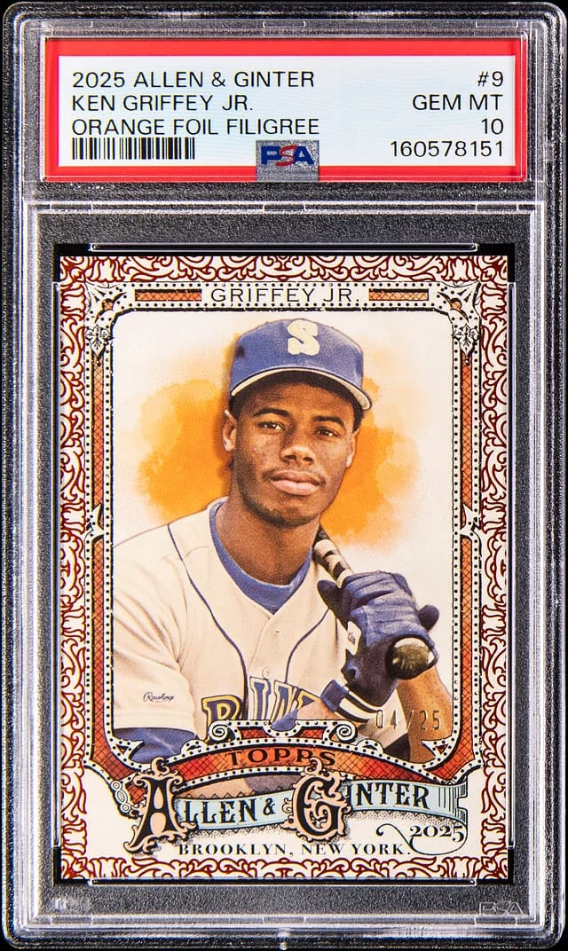 2025 Topps Allen & Ginter Ken Griffey Jr. Orange Foil Filigree #9 card image