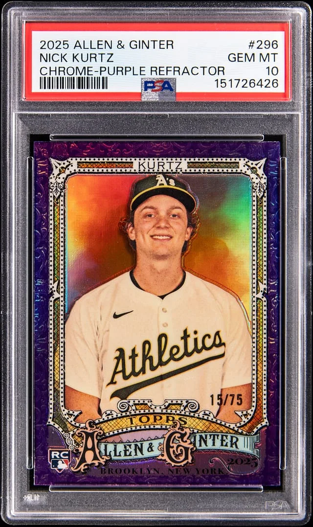 2025 Topps Allen & Ginter Nick Kurtz Chrome Purple Refractor #296 card image