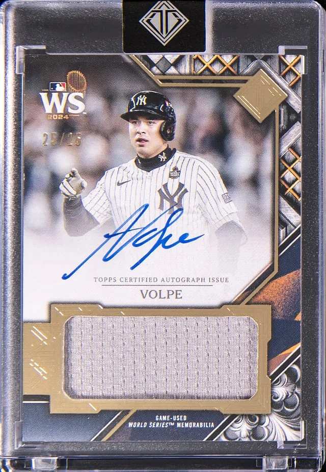 2025 Topps Anthony Volpe Transcendent World Series Relic Autograph #WSAR-AV card image