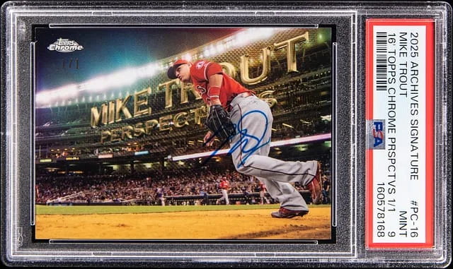 2025 Topps Archives Mike Trout Signature '16 Topps Chrome Prospectives #PC-16 card image