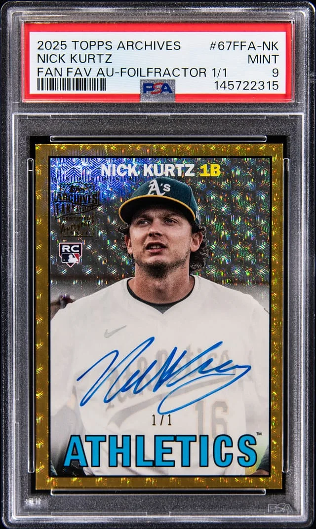 2025 Topps Archives Nick Kurtz Fan Favorites Autographs Foilfractor #67FFA-NK card image