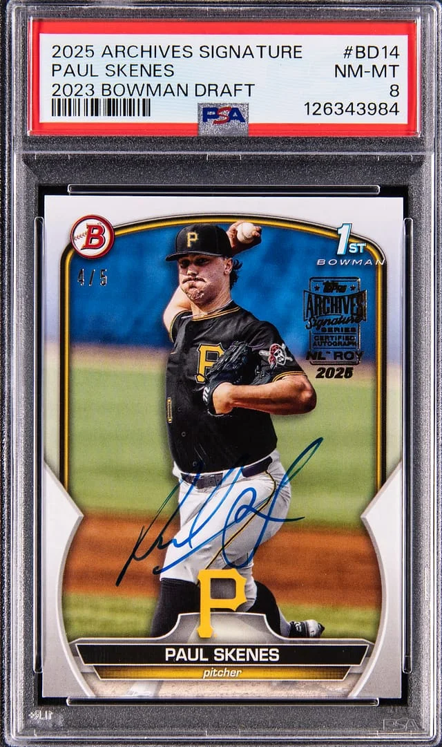 2025 Topps Archives Paul Skenes Signature 2023 Bowman Draft #BD-14 card image