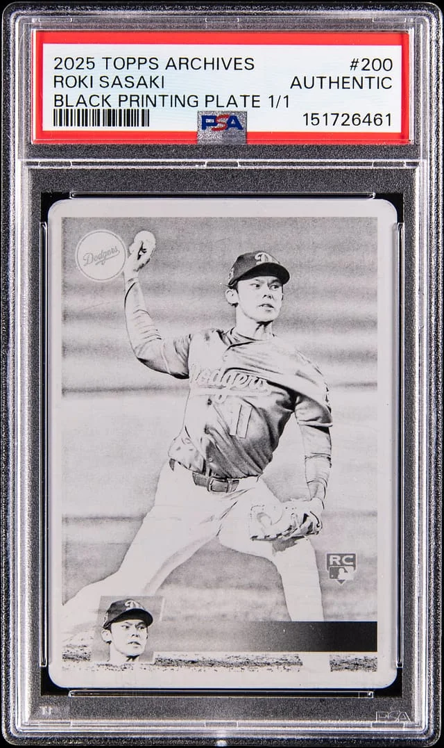 2025 Topps Archives Roki Sasaki Black Printing Plate #200 card image