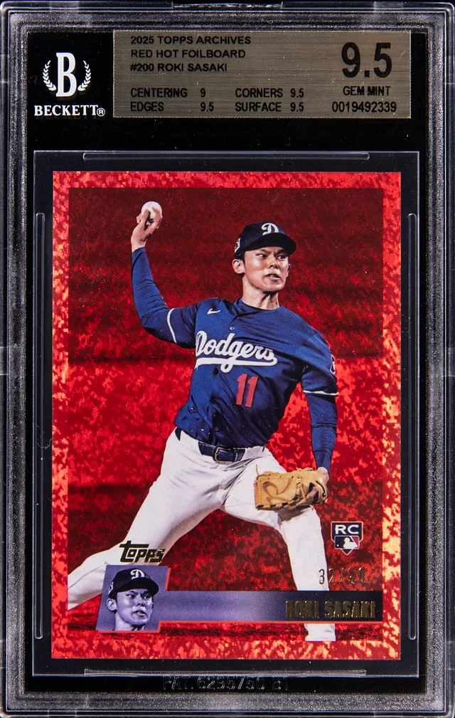 2025 Topps Archives Roki Sasaki, '96 Topps Design Red Hot Foilboard #200 card image