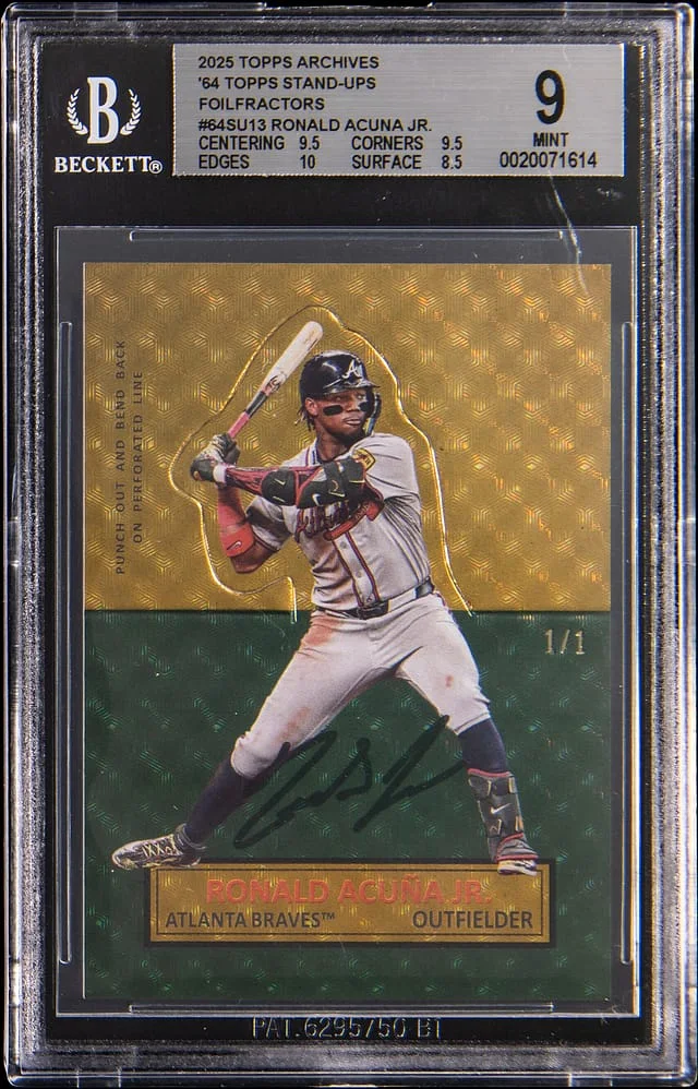 2025 Topps Archives Ronald Acuna Jr. 64 Topps Stand-Ups FoilFractor #64SU-13 card image