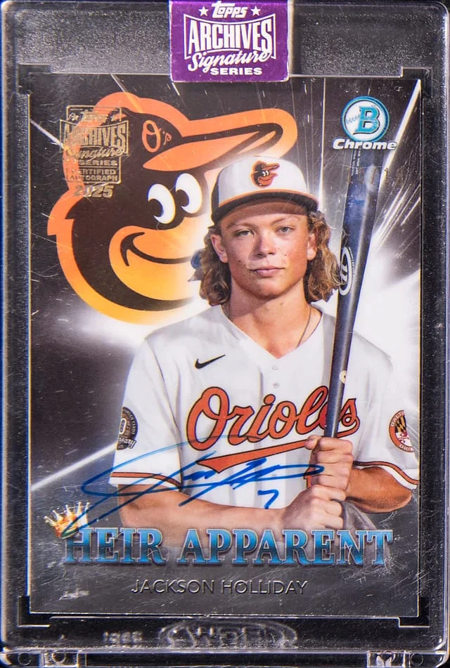 2025 Topps Archives Signature Series Jackson Holliday 2022 Bowman Chrome Heir Apparent #HA-I card image