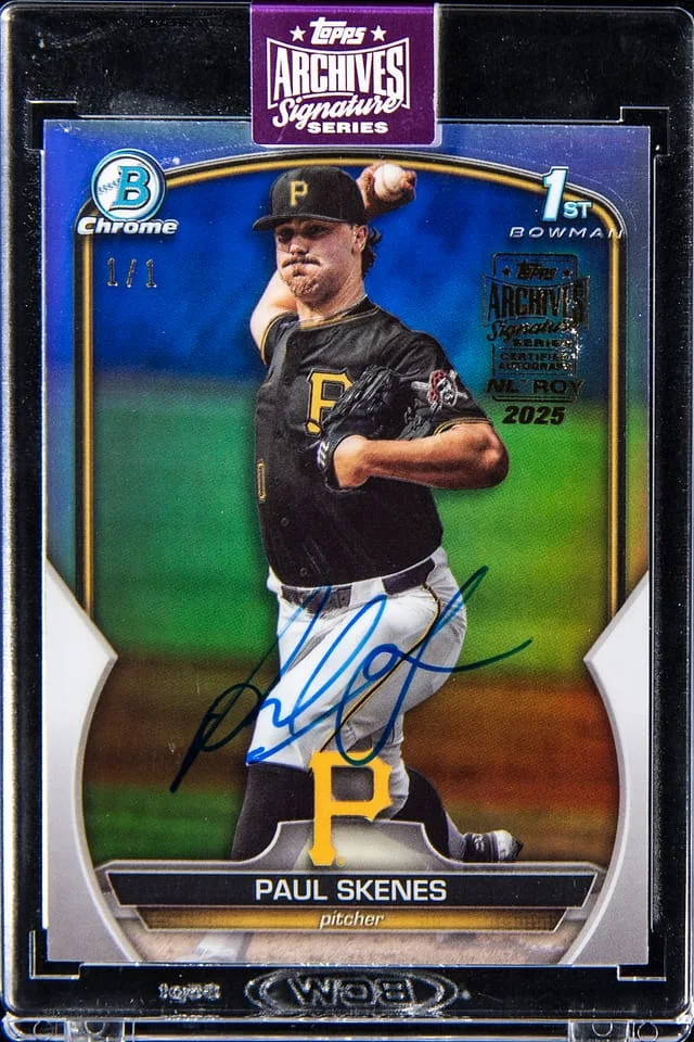 2025 Topps Archives Signature Series Paul Skenes 2023 Bowman Chrome Refractor #BDC-14 card image