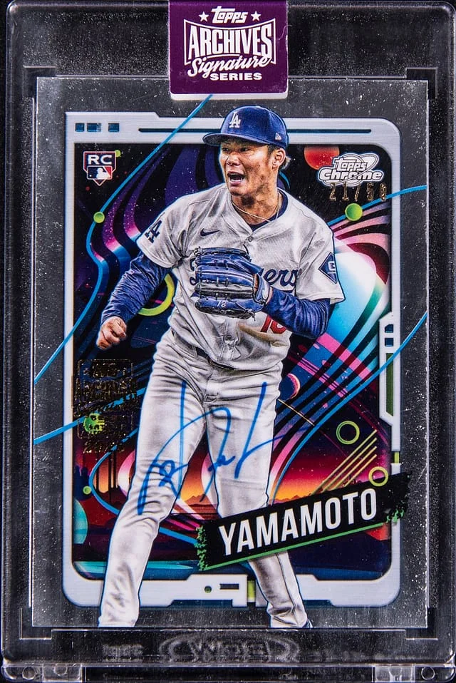 2025 Topps Archives Signature Series Yoshinobu Yamamoto 24 Topps Chrome Cosmic #125 card image