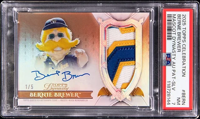2025 Topps Bernie Brewer Celebration Mascot Dynasty Autograph Patch Silver #MDAP-BERN card image