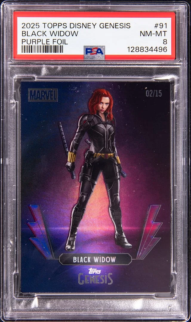 2025 Topps Black Widow Disney Genesis Purple Foil #91 card image