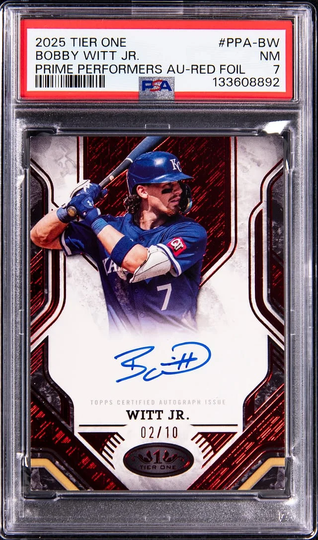 2025 Topps Bobby Witt Jr. Tier One Prime Performers Autographs Red Foil #PPA-BW card image