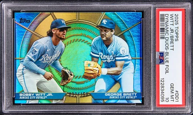 2025 Topps Bobby Witt Jr./George Brett Dynamic Duos Blue Foil #DD-1 card image