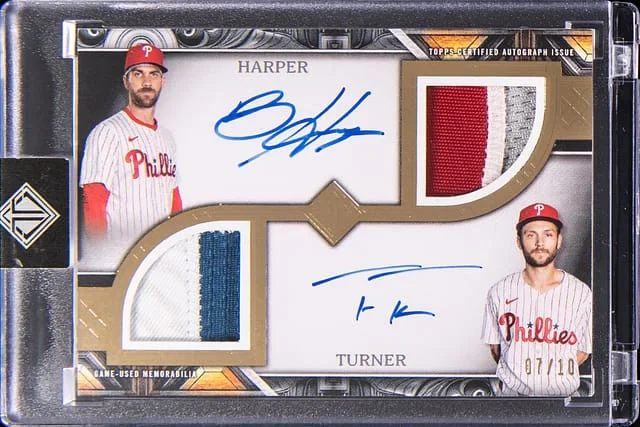 2025 Topps Bryce Harper/Trea Turner Transcendent Dual Patch Autograph Variation #DPA-HT card image