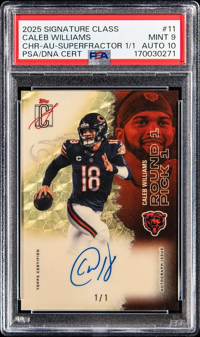 2025 Topps Caleb Williams Signature Class Chrome Autograph SuperFractor #11 card image