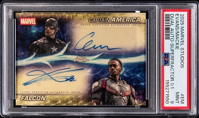 2025 Topps Chris Evans/Anthony Mackie Marvel Studios Dual Autographs SuperFractor #DA-EM card image
