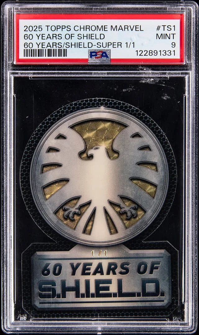 2025 Topps Chrome 60 Years of SHIELD Marvel SuperFractor #TS-1 card image