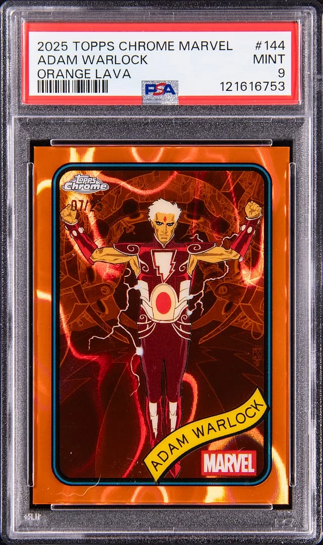 2025 Topps Chrome Adam Warlock Marvel Orange Lava #144 card image