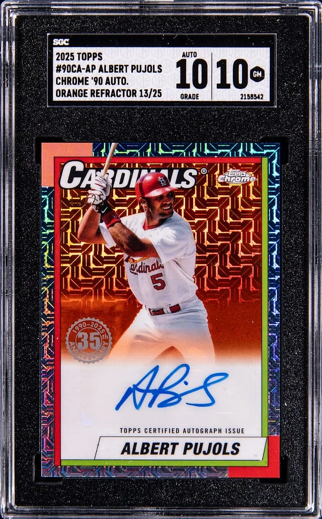 2025 Topps Chrome Albert Pujols 90 Autograph-Orange Refractor #90CA-AP card image