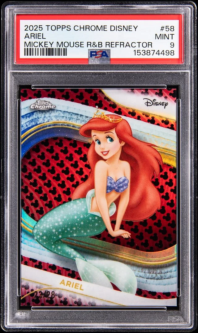 2025 Topps Chrome Ariel Disney Mickey Mouse Red & Black Refractor #58 card image