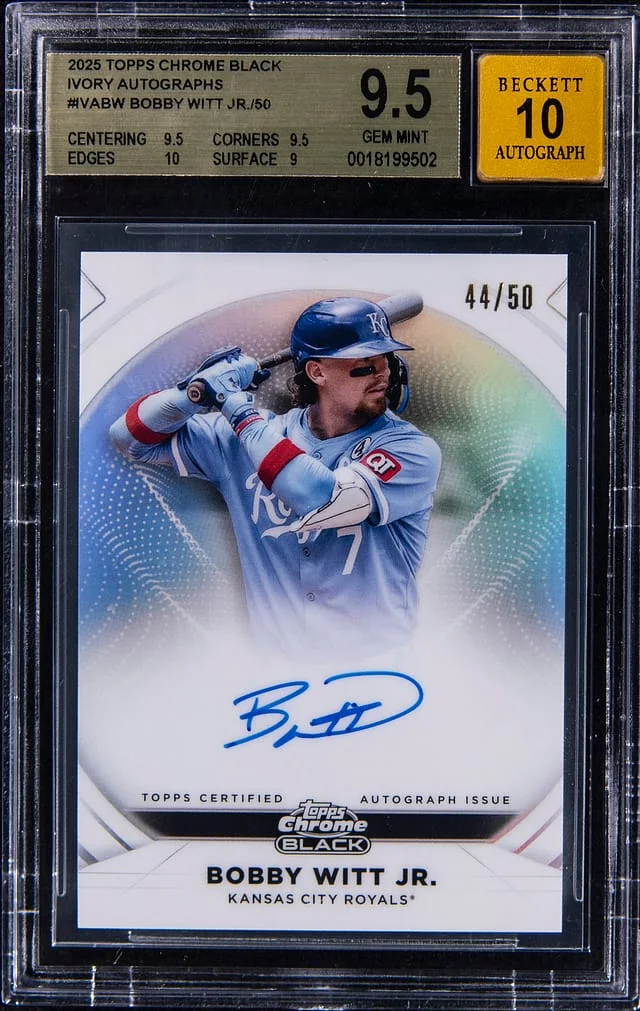 2025 Topps Chrome Black Bobby Witt Jr. Ivory Autographs #IVA-BW card image