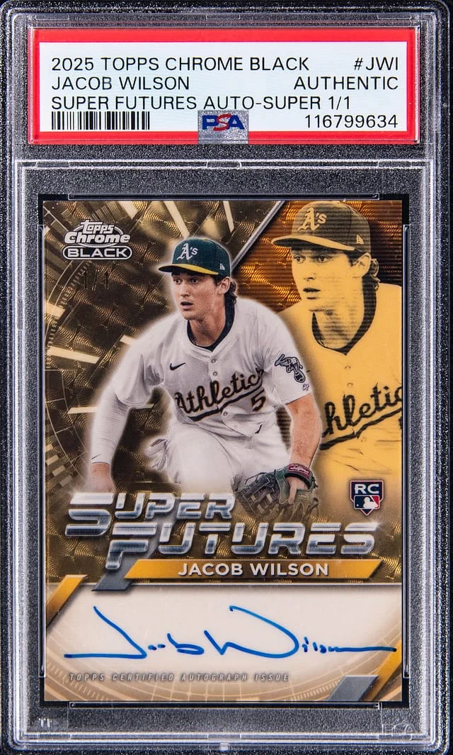2025 Topps Chrome Black Jacob Wilson Super Futures Autograph-Super #JWI card image