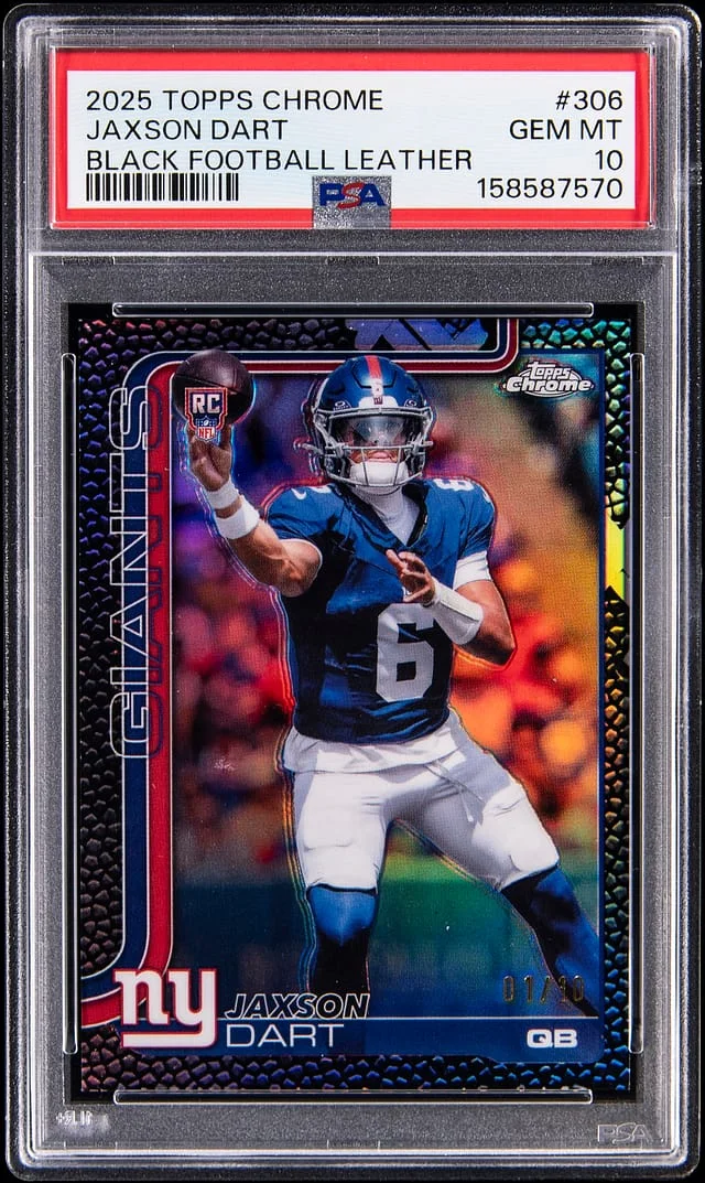 2025 Topps Chrome Black Jaxson Dart Football Leather #306 card image